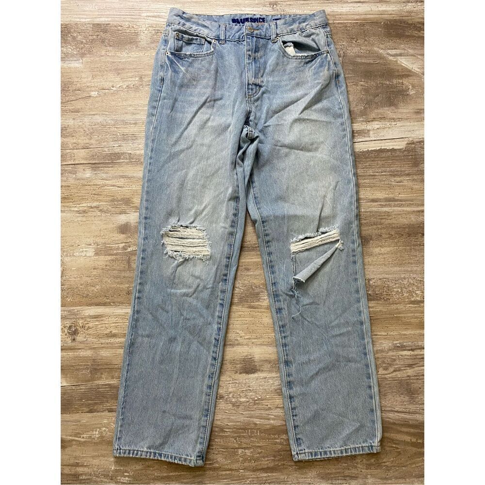 Blue Spice Jeans 90s Straight Leg Distressed Juniors Size 9